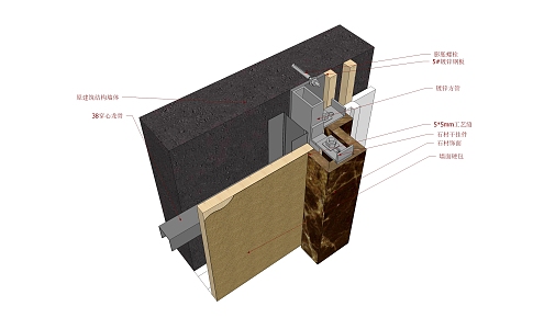 Modern node stone connected with hard package 3d model