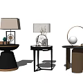 Modern Side Tables With Sleek Designs Table Lamps And Decorative Items 3d model
