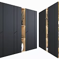 Modern Black Decorative Cabinet With Open Design Wooden Shelves Books And Decorations