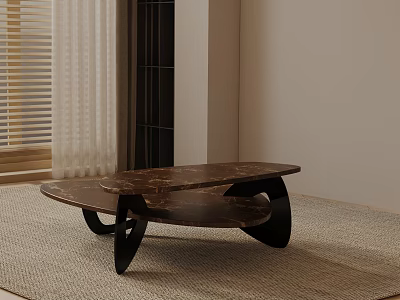 Modern Elegant Sofa And Coffee Table Set With Marble Top And Black Frame 3d model