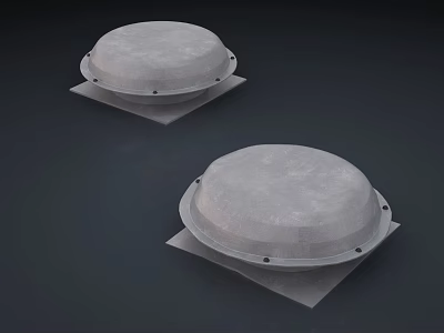 Two Round Industrial Equipment Covers With Square Base And Metal Bolts 3d model