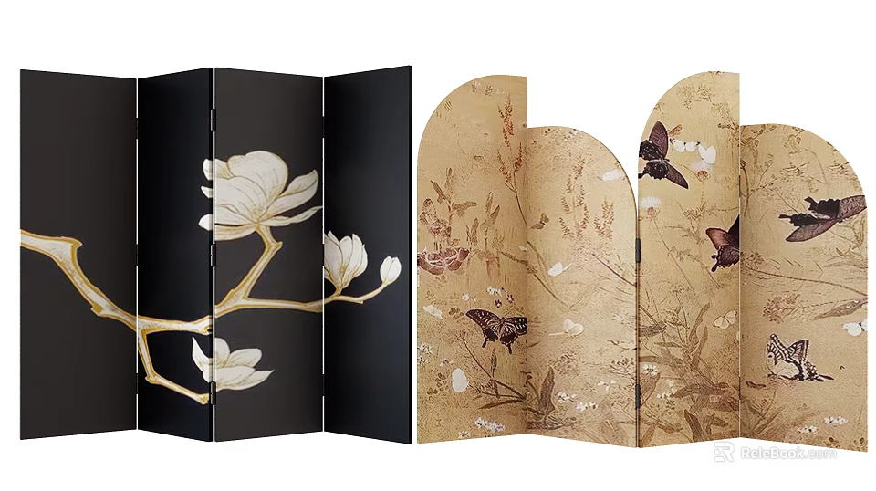 Room Dividers With Flower And Butterfly Designs 3d model 