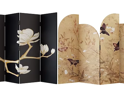 Room Dividers With Flower And Butterfly Designs 3d model