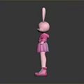 Cute Pink Rabbit Game Character With Big Ears Wearing Stylish Dress And Pink Boots