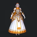 Elegant Fantasy Woman In White Gown With Golden Decorations And Crown