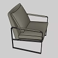Modern Armchair With Light Colored Cushion And Black Metal Frame Design