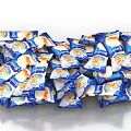 Stacked Blue And White Potato Chips Snack Bags With Crispy Chips 3d model