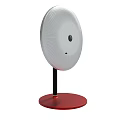 Modern White Circular Home Device With Red Base And Black Stand 3d model