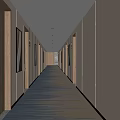 Modern Hotel Corridor Interior Design With Recessed Lighting Striped Carpet And Wooden Doors