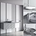 Modern Bathroom Washbasin Design With Gray Textured Walls And Ambient Lighting
