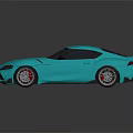 Blue Toyota Sports Car With Sleek Modern Exterior And Reflective Surface