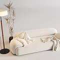 Double sofa floor lamp potted fabric sofa multi-person sofa 3d model
