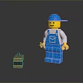 Lego Construction Worker Figure Wearing Blue Cap Overalls Holding Wrench And Mallet
