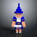 Minecraft Style Character In Blue Outfit And Hat With White Beard Holding Scroll