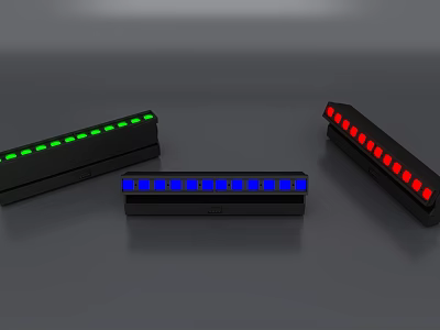 Modern Black Long Strip LED Downlights With Green Blue Red Colorful Lights 3d model