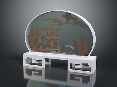 ground screen bed screen comb head screen light screen like jade screen carved screen glass screen 3d model