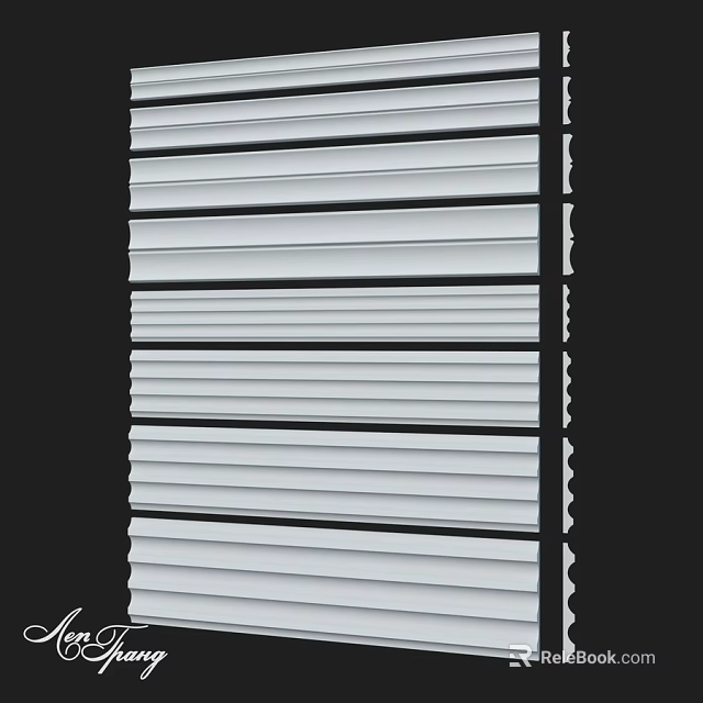 White Horizontal Window Blinds With Black Frame And Clean Design 3d model 