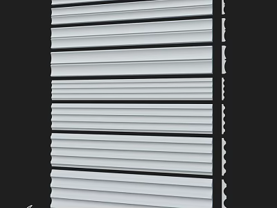 White Horizontal Window Blinds With Black Frame And Clean Design 3d model