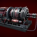 Large Industrial Machinery With Metallic Components Red Pipes And Black Base Structure