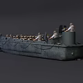 Military Warship with Many Soldiers Standing on Deck and Open Front Ramp