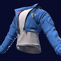 Hooded Blue Jacket With White Inner Layer Long Sleeves And Zipper Design 3d model