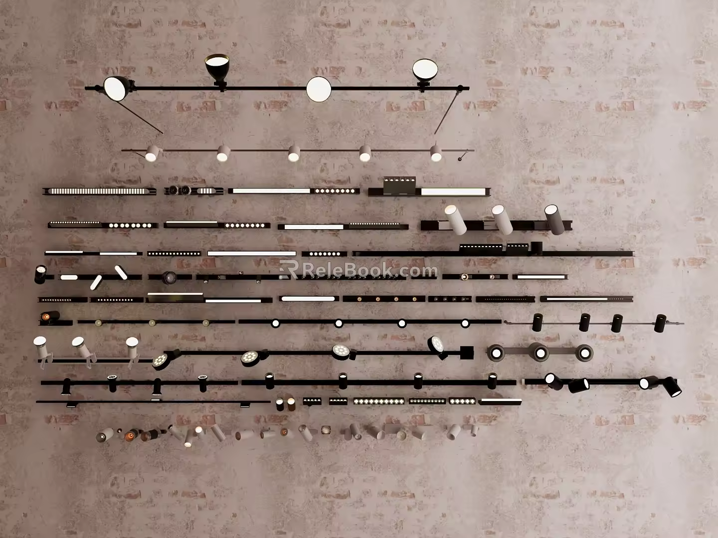 Track lamp combination No main lamp combination spotlight combination downlight combination 3d model