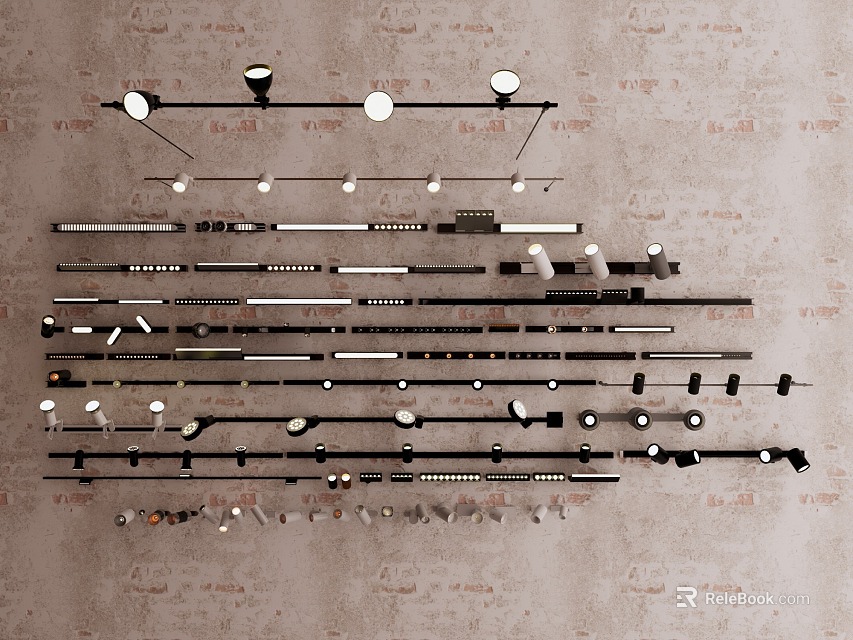 Modern Lighting Combinations Featuring Various Pendant Track And Ceiling Lamp Styles For Home 3d model 