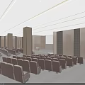 Luxurious Conference Room Interior With Seats Projection Screen And Decorative Walls