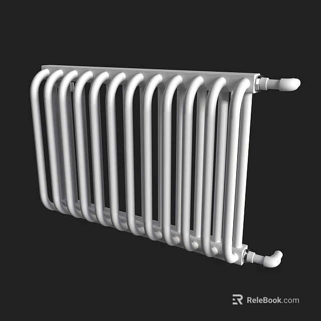 Hardware Tool White Tubular Metal Radiator with Curved Pipes for Home Heating Applications 3d model 