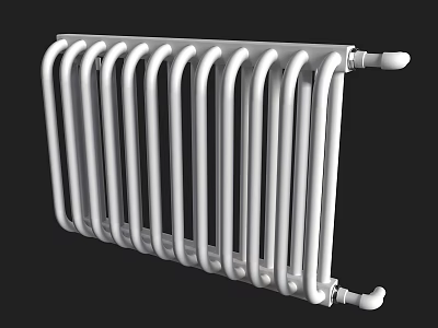 Hardware Tool White Tubular Metal Radiator with Curved Pipes for Home Heating Applications 3d model