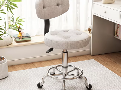Gray Padded Office Chair With Wheeled Metal Base For Comfortable Home Office Use 3d model