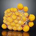 3D Rendered Organ Tissue Structure With Yellow Spheres And Honeycomb Like Design On Dark Background