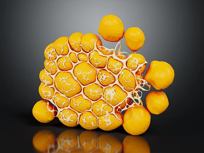3D Rendered Organ Tissue Structure With Yellow Spheres And Honeycomb Like Design On Dark Background 3d model