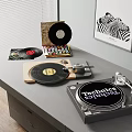 High Quality Headphones And Speakers With Vinyl Turntable Records Home Audio Setup