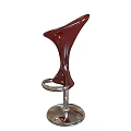 Red Modern Curved Bar Stool With Metal Base And Circular Footrest