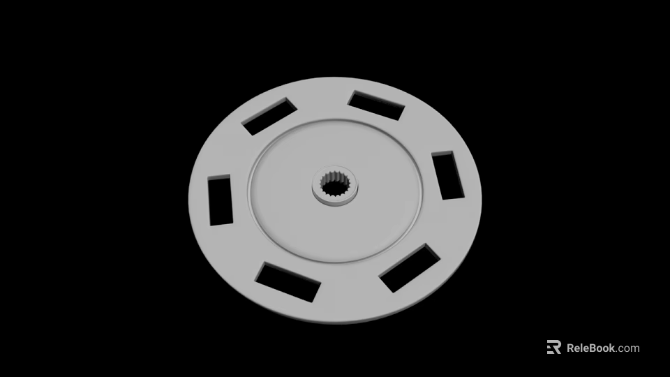 White Circular Lounge Chair Base Featuring Gear Structure And Holes Design 3d model 