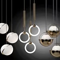 Modern Pendant Lights With Spherical And Ring Shapes Metallic And White Finishes