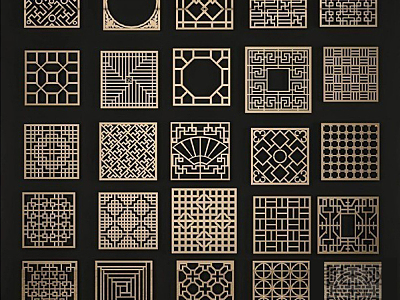 New Chinese-style openwork window openwork carved combination model