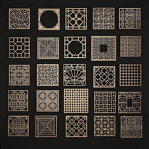 New Chinese-style openwork window openwork carved combination 3d model