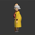 Game Movie Characters Young Man Elderly Couple Canes Standing Light Red Yellow Clothing Cartoon 3D
