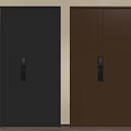 Security Doors Two Dark Gray And Brown Vertical Stripe Design With Electronic Keypad Locks 3d model
