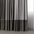 Elegant Gray Curtains With Gold Trim And White Sheer For Window Decoration