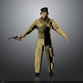 3D Character In Yellow Jumpsuit With Black Cap Headphones And Gun Holding Pose