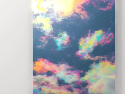 Vibrant Colorful Clouds In Dark Sky With Stars And Cosmic Hues 3d model