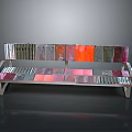 Colorful Modern Bench With Multicolored Wooden Panels And Metal Frame Design