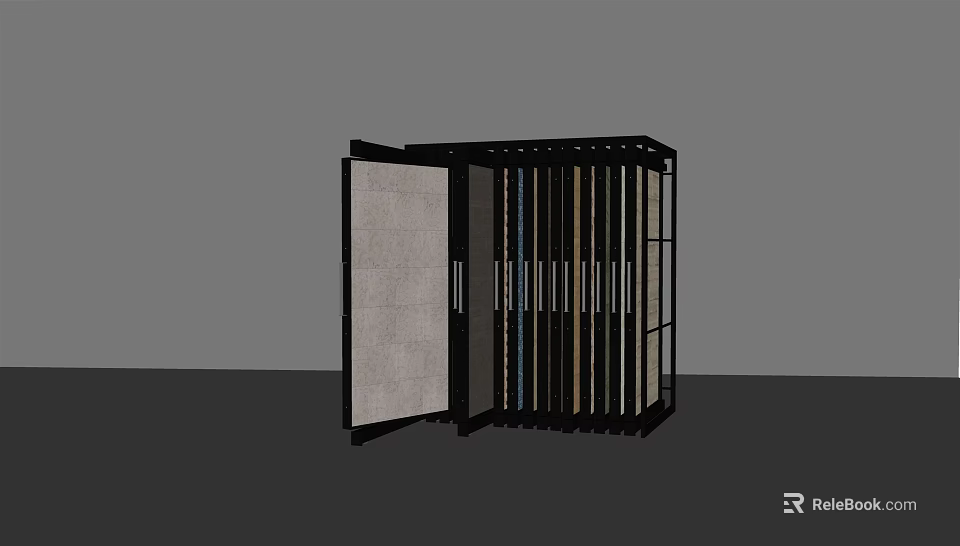 Modern Display Shelf With Open Design Multiple Layers And Black Frame 3d model