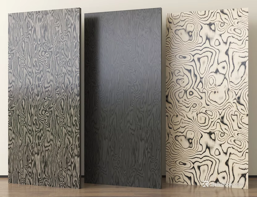Three Textured Decorative Panels With Diverse Patterns For Interior Design 3d model 