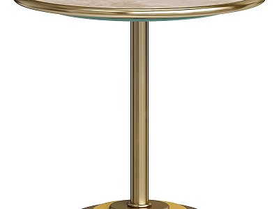 Elegant Modern Tea Table and Chairs with Gold Metal Base and Round Tabletop 3d model