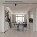 Modern Living and Dining Room Interior With Open Layout Sofa Coffee Table and Large Windows