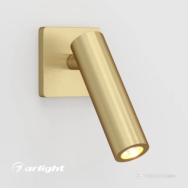 Modern Golden Wall Sconce With Cylindrical Design Square Base And Warm Light 3d model 